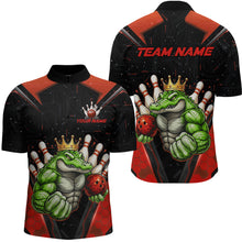 Load image into Gallery viewer, Custom Funny Red Crocodile Bowling Shirt Alligator Bowling Jersey for Men Polo &amp; 1/4 Zip QZT823