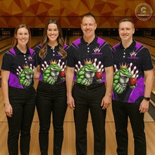 Load image into Gallery viewer, Custom Funny Purple Crocodile Bowling Shirt Alligator Bowling Jersey for Men Polo &amp; 1/4 Zip QZT823