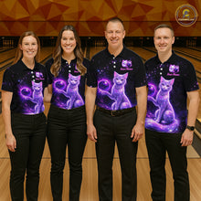 Load image into Gallery viewer, Cat Aurora Galaxy Bowling Shirt  for Women Custom Neon Glow Bowling Jersey Polo &amp; Quarter-Zip QZT968