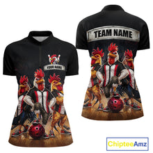 Load image into Gallery viewer, Custom Funny Chicken Family Bowling Shirt for Women Bowling Team Jersey Polo &amp; Quarter-Zip QZT1005