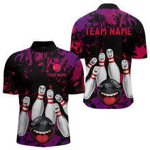 Load image into Gallery viewer, Red Purple Funny Bowling Team Shirt for Men Custom Bowling League Jersey Polo &amp; 1/4 Zip Bowler Outfit QZT781