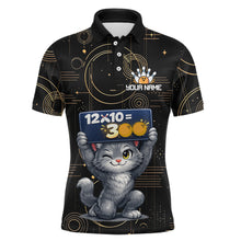 Load image into Gallery viewer, Custom Funny Cat Bowling Math Shirt Polo &amp; 1/4-Zip Bowling League Jersey Bowling Outfit for Men QZT927