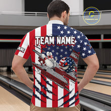 Load image into Gallery viewer, Custom American Flag Bowling Shirt Funny Blue Red White Bowling Jersey for Men Polo &amp; Quarter-Zip QZT929
