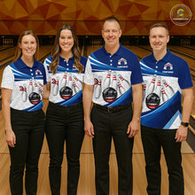 Load image into Gallery viewer, Blue Funny Bowling Shirt Custom Pattern Bowling Team Jersey Polo &amp; 1/4-Zip Bowling Gift for Women QZT930