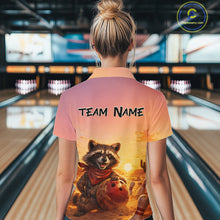 Load image into Gallery viewer, Custom Sunset Raccoon Bowling Team Shirt for Women Bowling Jesey Polo &amp; Quarter-Zip QZT977