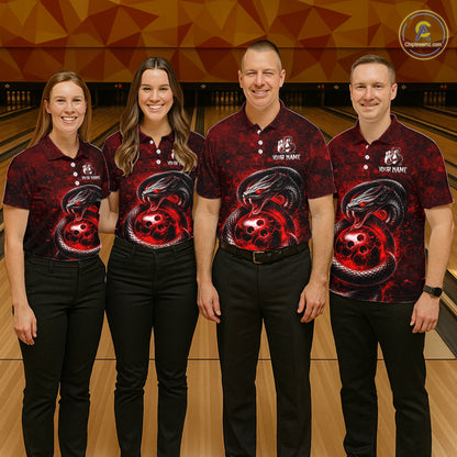 Red Snake Bowling Shirt for Men Personalized Bowling Team Jersey Polo & Quarter-Zip QZT934
