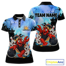 Load image into Gallery viewer, Custom Funny Crawfish Bowling Team Jersey for Women Bowling Shirt Polo &amp; 1/4 Zip QZT1015