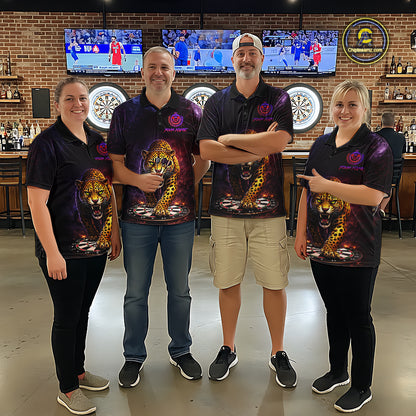 Custom Leopard Dart Shirts for Women Dart Team Jersey Polo & Quarter-Zip Dartboard Shirt Outfit DHT18