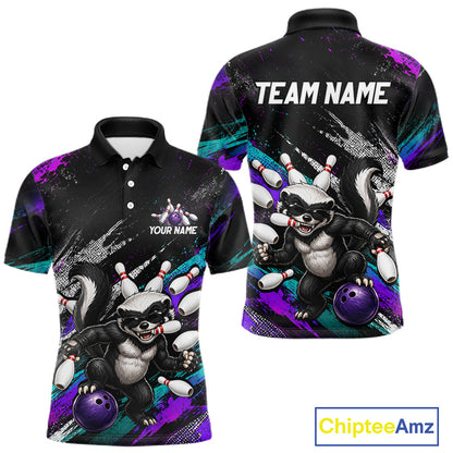Custom Funny Honey Badger Bowling Shirt for Men Bowling Team Jersey Bowling Outfit QZT1201