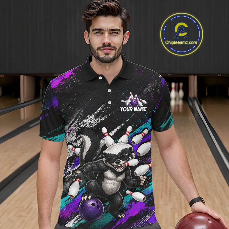 Custom Funny Honey Badger Bowling Shirt for Men Bowling Team Jersey Bowling Outfit QZT1201