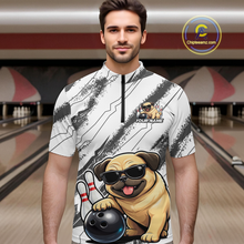 Load image into Gallery viewer, Funny Pug Dog Bowling Team Shirt for Men Custom Bowling Jersey Polo &amp; 1/4-Zip Bowling Unisex QZT984