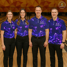 Load image into Gallery viewer, Custom Neon Purple Star Bowling Shirt for Men Bowling Jersey Polo &amp; Quarter-Zip QZT1025