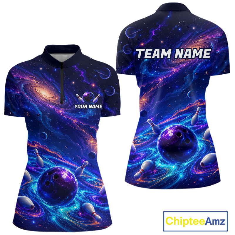 Custom Galaxy Bowling Shirt for Women Bowling League Jersey Bowling Outfit QZT1208