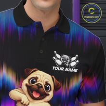 Load image into Gallery viewer, Custom Colorful Funny Pug Dog Bowling Shirt Bowling Jersey for Men Polo &amp; 1/4-Zip Bowling Outfit QZT905