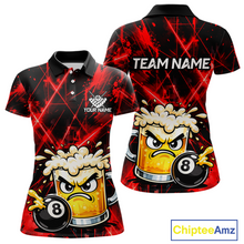 Load image into Gallery viewer, Custom Red Funny Beer Billiard Shirt for Women Billiard Jersey 8 Ball Pool Shirt Outfit BHT23