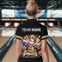 Load image into Gallery viewer, Custom King Pins Bowling Shirt for Women Bowling Team Jersey Polo &amp; Quarter-Zip Shirt Bowling Tournament QZT950