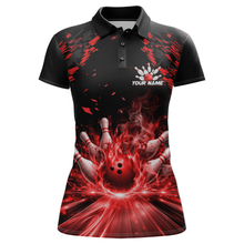 Load image into Gallery viewer, Custom Red Flame Bowling Team Shirt for Men Polo &amp; 1/4-Zip Bowling Jersey Bowling League Uniform QZT866