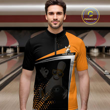 Load image into Gallery viewer, Custom Orange Funny Bowling Pin Shirt for Men Bowling Team League Jersey Bowling Outfit QZT817