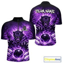 Load image into Gallery viewer, Custom Panther Bowling Shirt for Men Bowling Team Jersey Bowling Outfit Polo &amp; Quarter-Zip QZT970