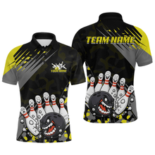 Load image into Gallery viewer, Custom Yellow Funny Bowling Shirt Crazy Bowling Jersey Women Polo &amp; 1/4 Zip Bowling Outfit QZT785