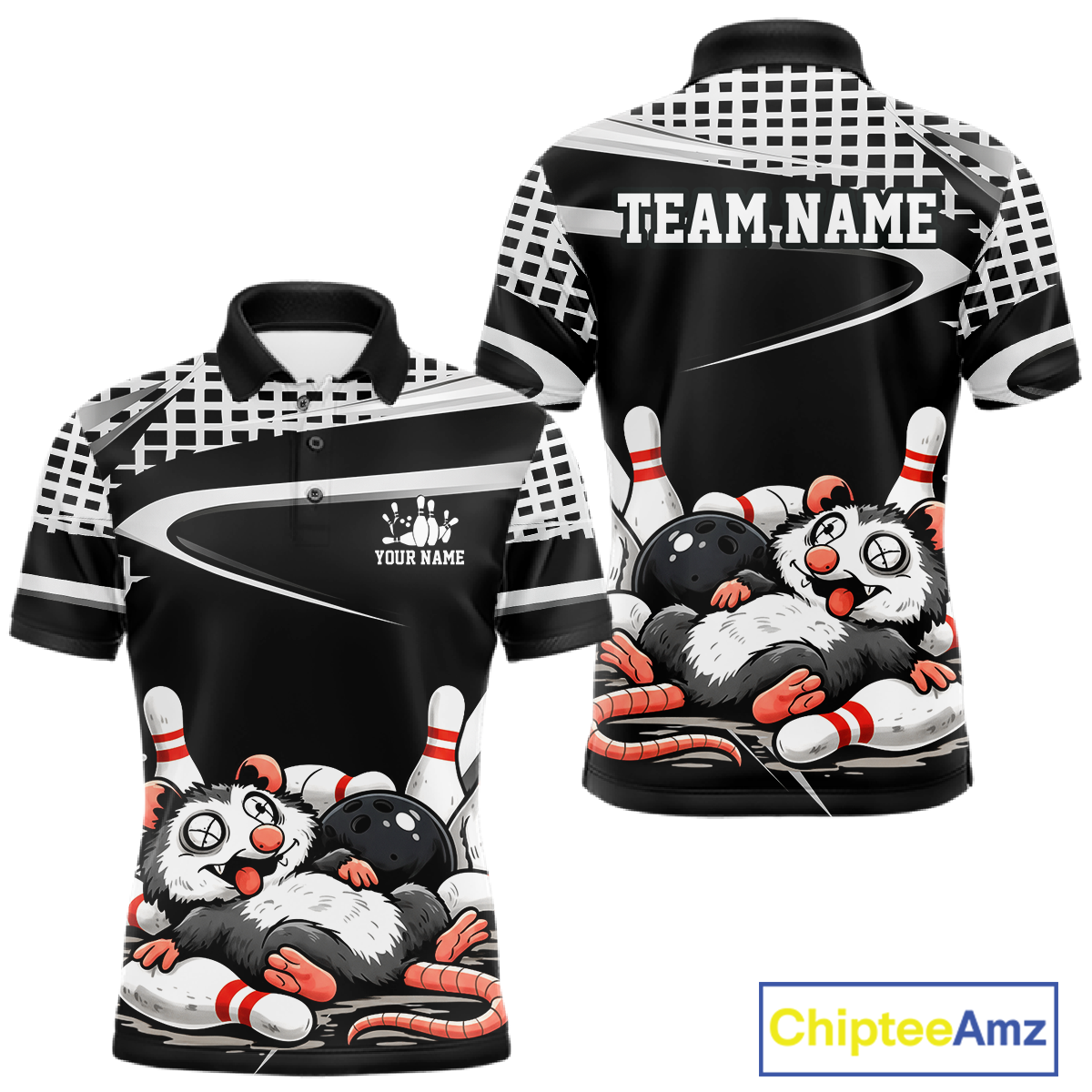 Personalized Funny Opossum Bowling Shirt Bowling Jersey for Men Bowling Polo & Quarter-Zip QZT847