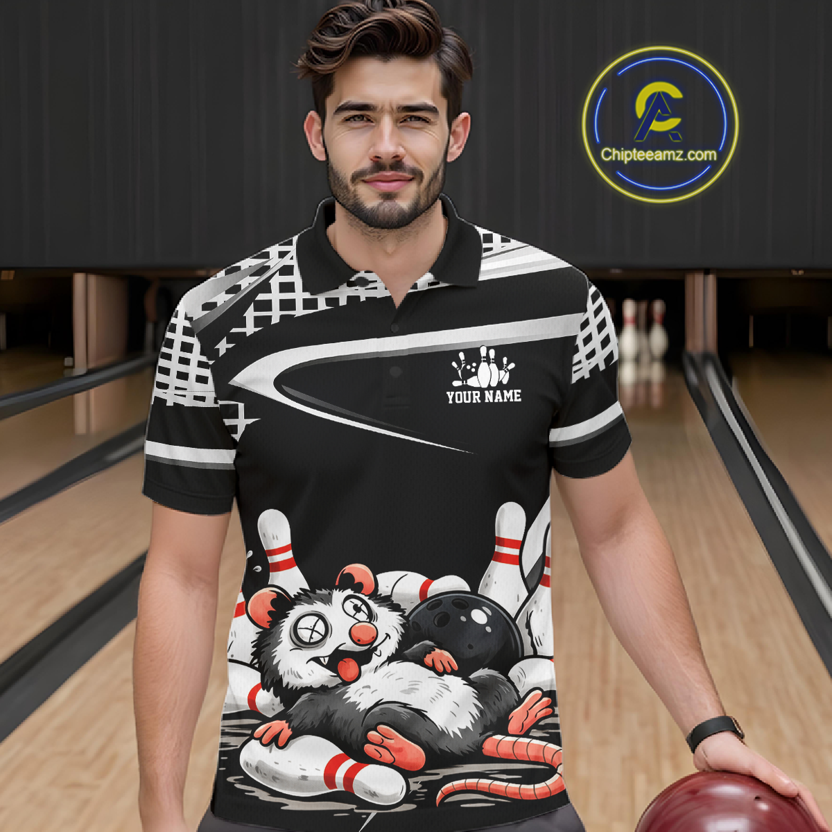 Personalized Funny Opossum Bowling Shirt Bowling Jersey for Men Bowling Polo & Quarter-Zip QZT847