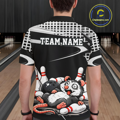Personalized Funny Opossum Bowling Shirt Bowling Jersey for Men Bowling Polo & Quarter-Zip QZT847