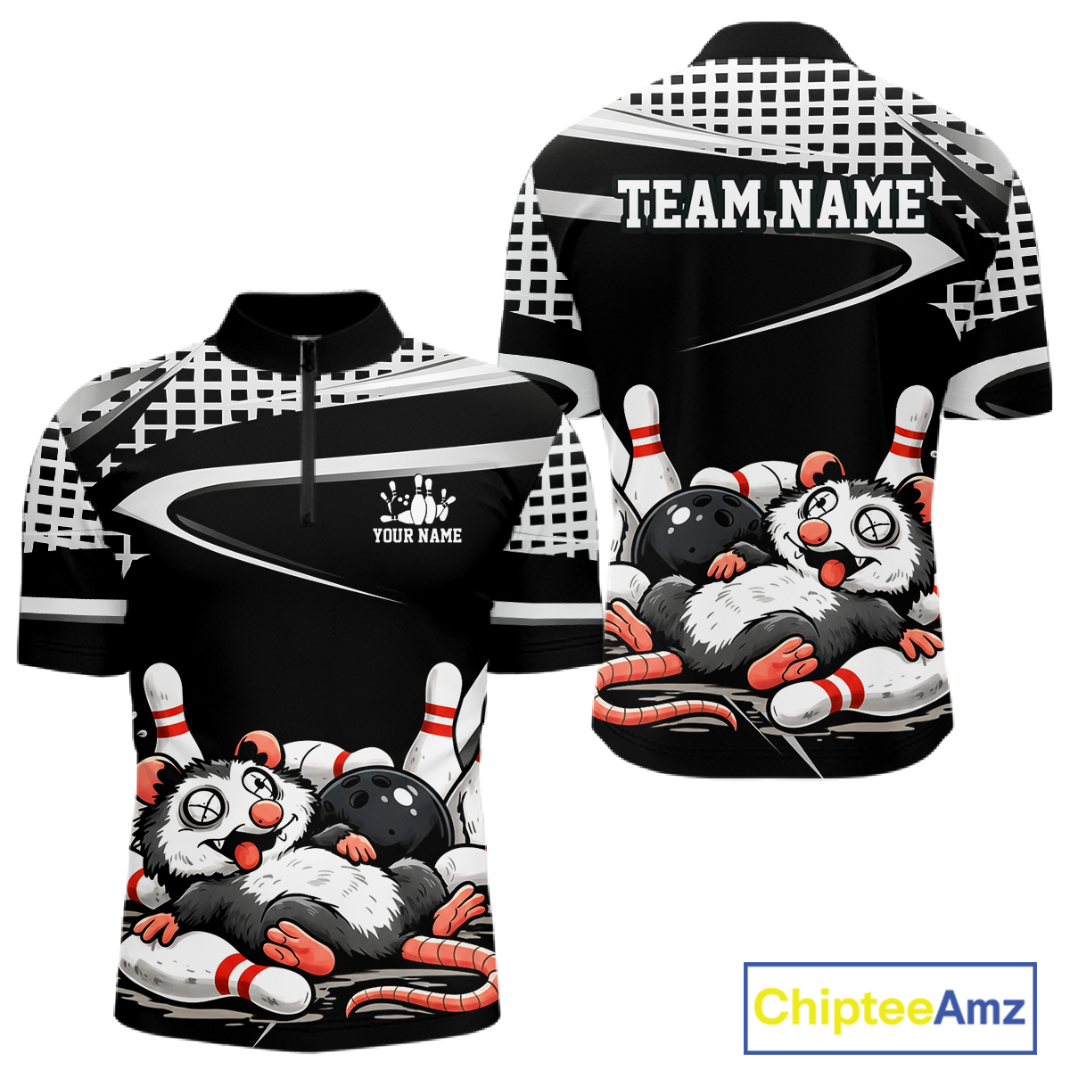 Personalized Funny Opossum Bowling Shirt Bowling Jersey for Men Bowling Polo & Quarter-Zip QZT847