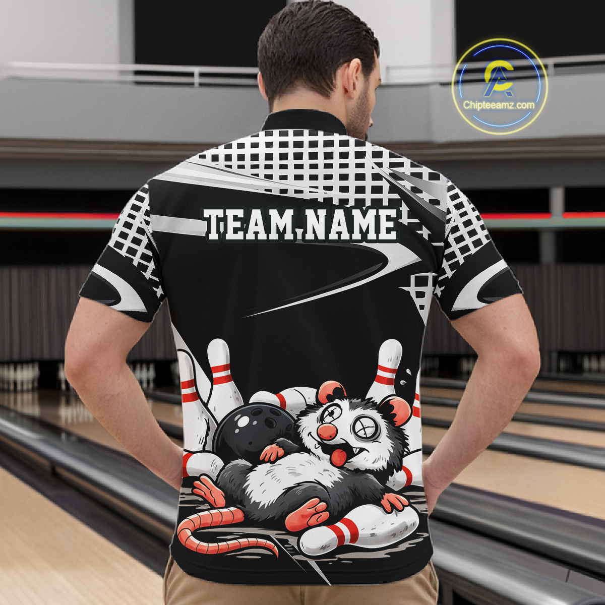 Personalized Funny Opossum Bowling Shirt Bowling Jersey for Men Bowling Polo & Quarter-Zip QZT847