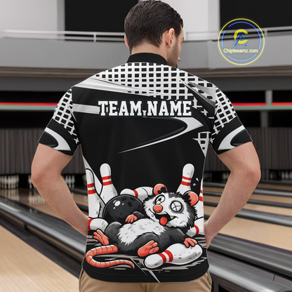 Personalized Funny Opossum Bowling Shirt Bowling Jersey for Men Bowling Polo & Quarter-Zip QZT847