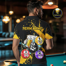 Load image into Gallery viewer, Custom Yellow Funny 8 Ball Pool Billiard Team Shirts for Men Billiard League Jersey Polo &amp;1/4 Zip BHT2