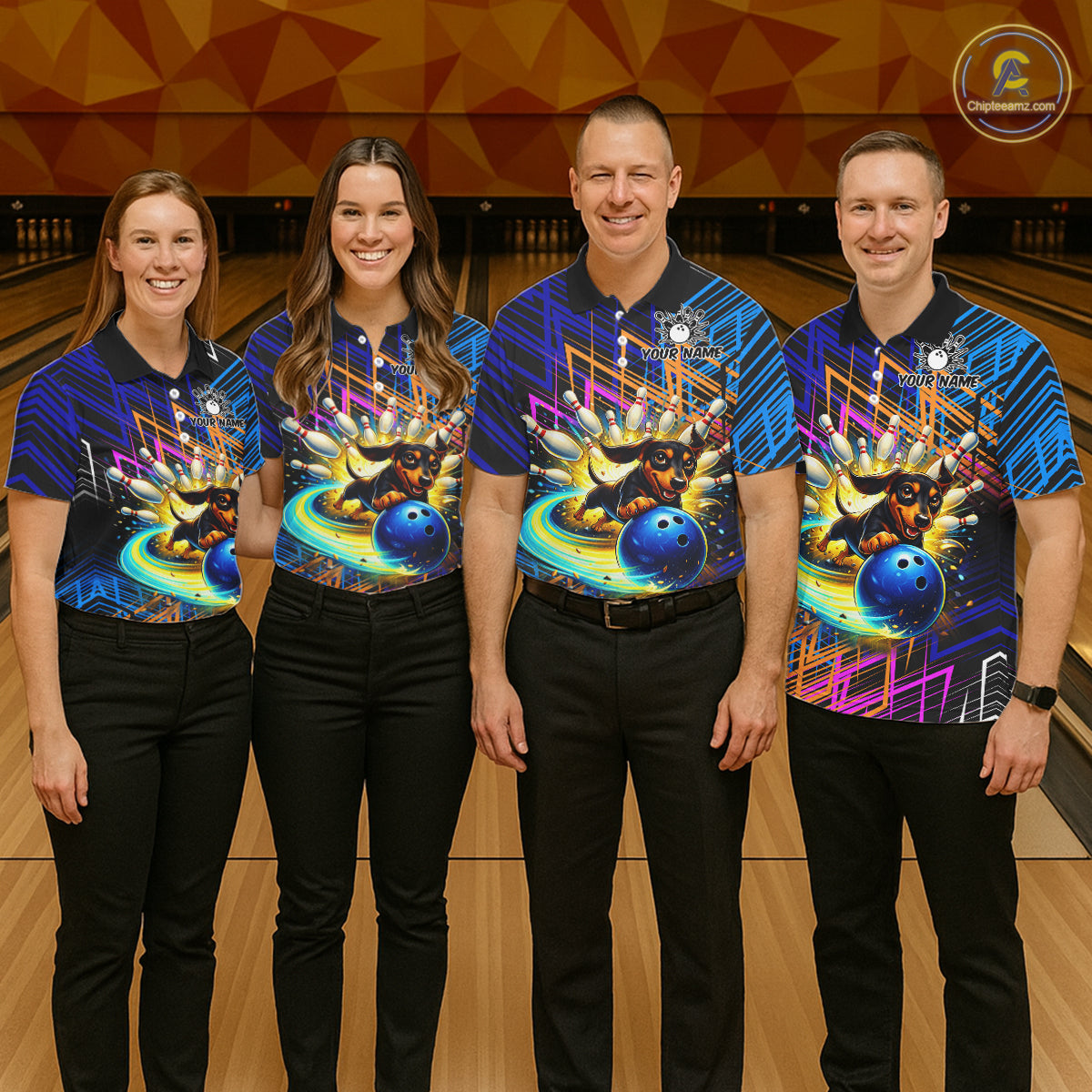 Funny Dachshund Bowling Shirt Custom Bowling Team Jersey for Women Polo & 1/4-Zip Bowling Outfit QZT941
