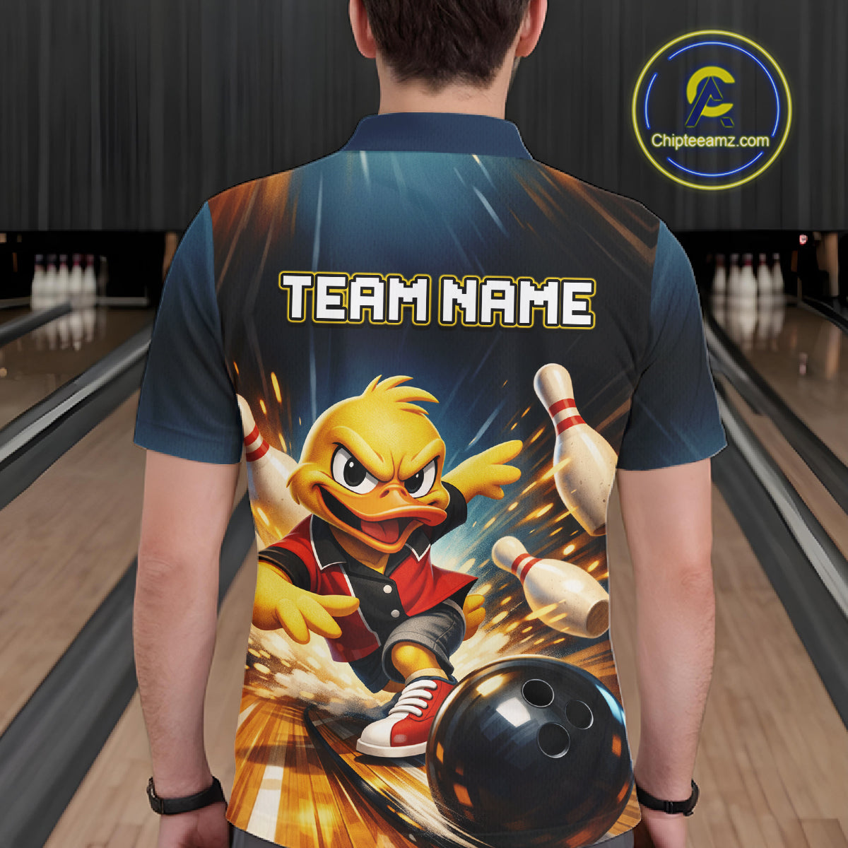 Personalized Funny Duck Bowling Team Shirt for Men Bowling League Uniform Polo & 1/4-Zip QZT858
