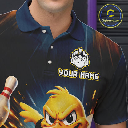 Personalized Funny Duck Bowling Team Shirt for Men Bowling League Uniform Polo & 1/4-Zip QZT858