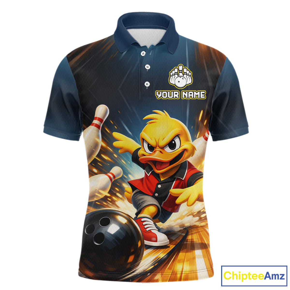 Personalized Funny Duck Bowling Team Shirt for Men Bowling League Uniform Polo & 1/4-Zip QZT858