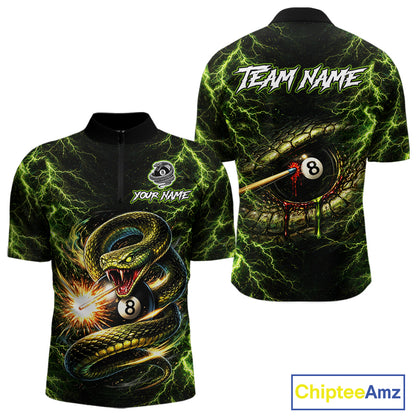 Custom Green Cobra Snake Billiard Jersey for Men 8 Ball Billiard Shirt for Team Polo & 1/4 Zip BHT8