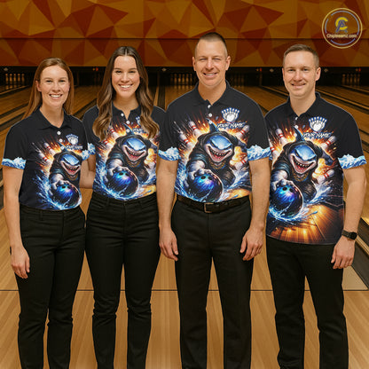 Personalized Funny Shark Bowling Team Shirt Bowling Jersey for Men Polo & Quarter-Zip QZT948
