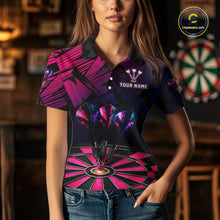Load image into Gallery viewer, Personalized Pink Dart Shirt for Women Team Dart Jersey Dartboard Shirt Polo &amp; Quarter-Zip DHT12