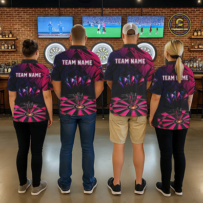 Personalized Pink Dart Shirt for Women Team Dart Jersey Dartboard Shirt Polo & Quarter-Zip DHT12
