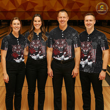 Load image into Gallery viewer, Custom American Flag Bowling Shirt Tiger Bowling Jersey League Polo &amp; 1/4 Zip Bowling for Women QZT835