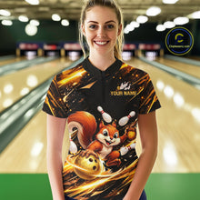 Load image into Gallery viewer, Back &amp; Gold Squirrel Bowling Team Shirt for Women Custom Funny Bowling Jersey Polo &amp; 1/4-Zip QZT980