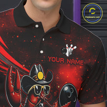Load image into Gallery viewer, Black polo shirt with red and white graphics and 'Your Name' text, brand logo visible.