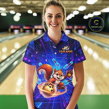 Load image into Gallery viewer, Custom Neon Funny Squirrel Bowling Shirt for Women Bowling Team Jersey Polo &amp; Quarter-Zip Bowling Outfit QZT981