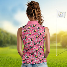 Load image into Gallery viewer, Pink Flamingo Pattern Womens Sleeveless Golf Polo Shirts Custom Name Funny Team Ladies Golf Tops NHN0160