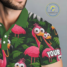 Load image into Gallery viewer, Tropical Flamingo Pattern Mens Golf Polo Shirts Custom Funny Team Golf Tops For Men, Golf Gifts NHN0162