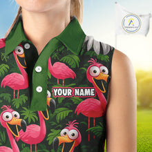 Load image into Gallery viewer, Tropical Flamingo Pattern Womens Sleeveless Golf Polo Shirts Custom Funny Team Ladies Golf Tops NHN0162