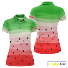 Load image into Gallery viewer, Funny Watermelon Polo Shirt, Womens Golf Polo Shirt Custom Watermelon Team Ladies Golf Top NHN0182