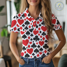 Load image into Gallery viewer, Poker Womens Golf Polo Shirt Custom Name Funny Golf Top For Team, Golfer Gift For Ladies NHN0189