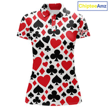 Load image into Gallery viewer, Poker Womens Golf Polo Shirt Custom Name Funny Golf Top For Team, Golfer Gift For Ladies NHN0189