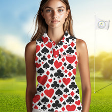 Load image into Gallery viewer, Poker Womens Sleeveless Golf Polo Shirt Custom Name Funny Golf Top For Team, Golfer Gift For Ladies NHN0189